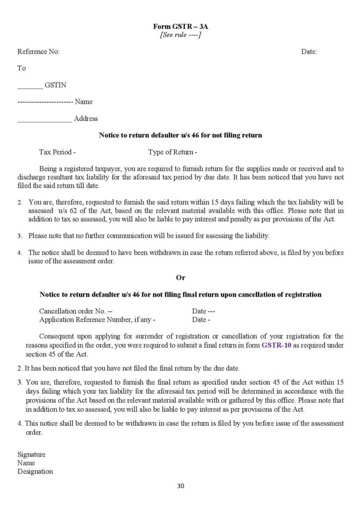 Form GSTR-3A-Zeal Connect