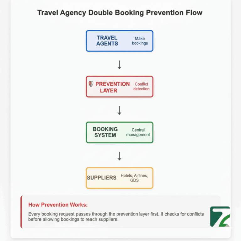 Travel Agency Double Booking Prevention Flow-Zeal Connect