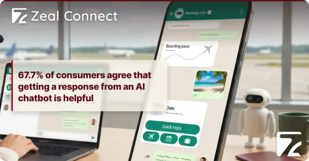 How Does a WhatsApp Chatbot Work With Your Support Desk on Booking Queries, Itinerary Changes and Agent Handoff-Zeal Connect